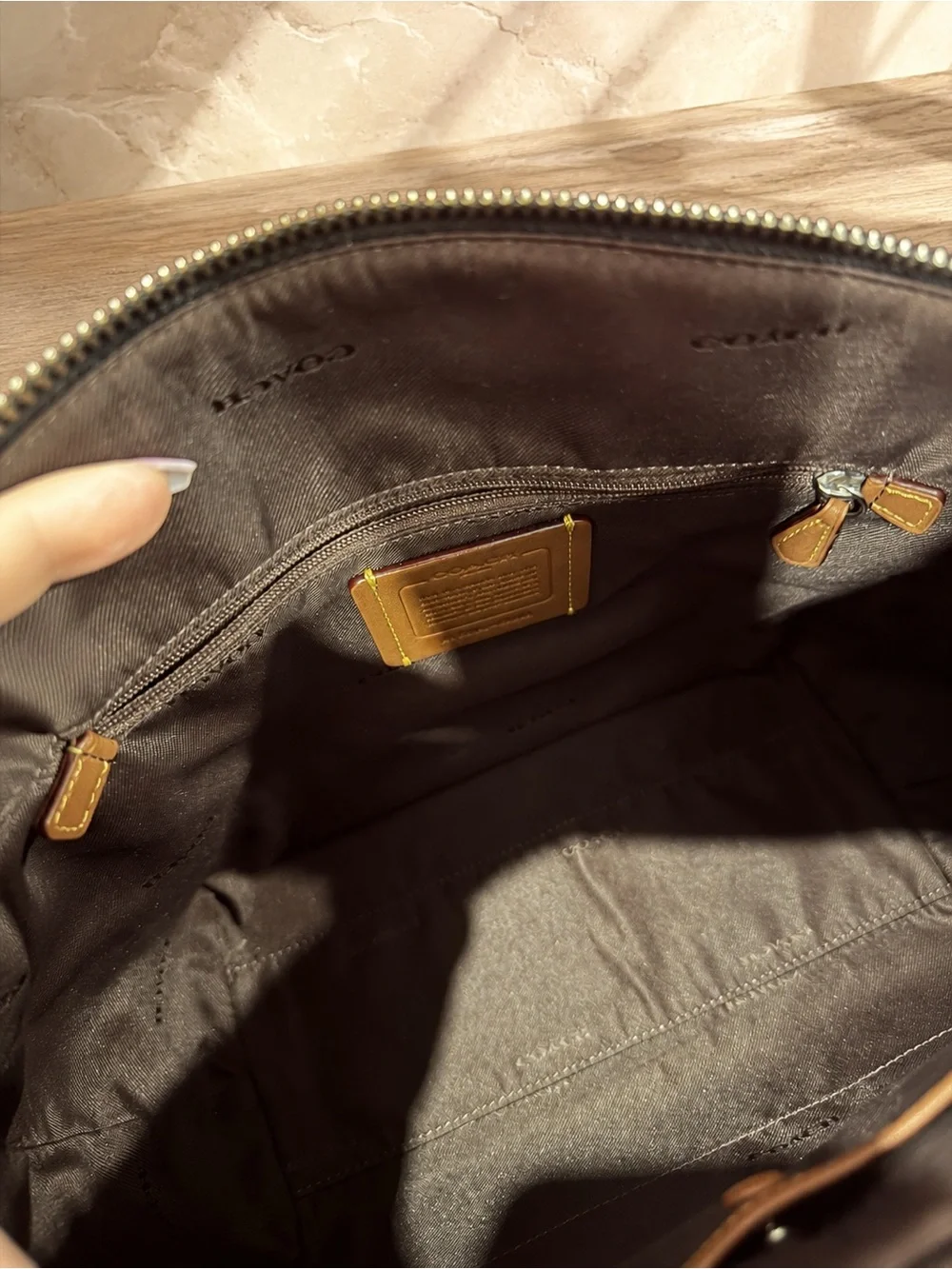 Coach Gray Canvas & Black Leather Shoulder Tote